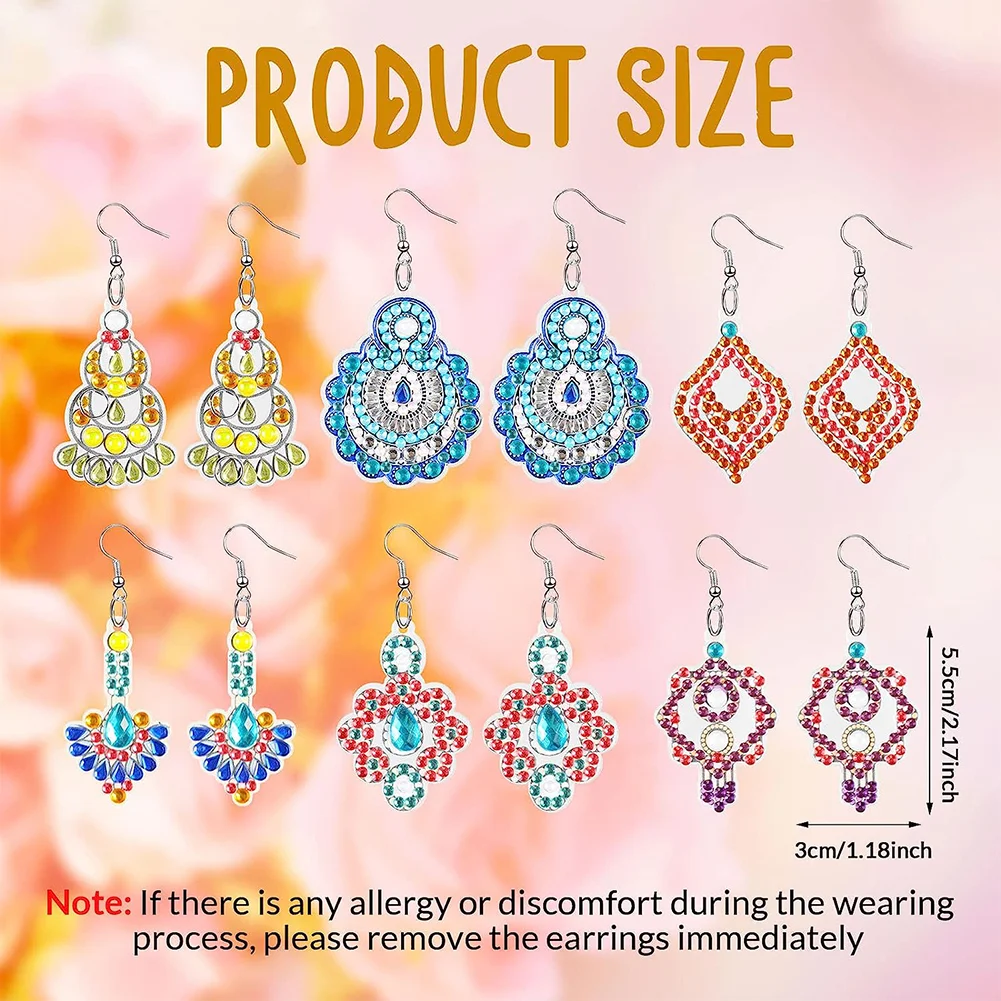 10 Pairs Classic Series Double Sided Diamond Painting Earrings for Women Girl Jewelry Crafting