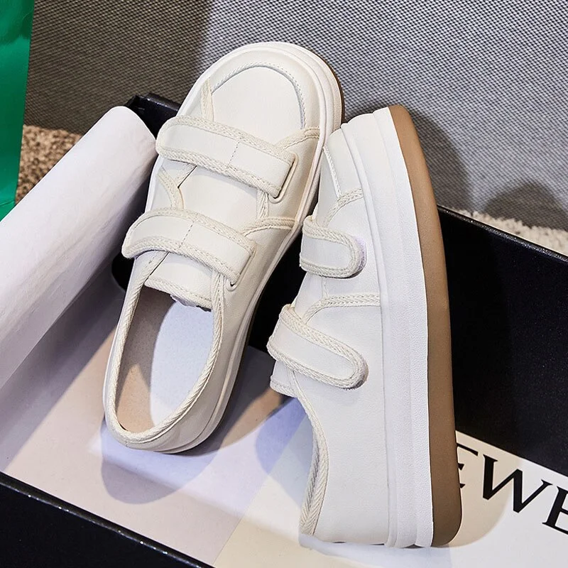 Wongn Leather Women Platform Sneakers Spring Little White Shoes Ladies Thick Bottom Vulcanized Shoes BC3927