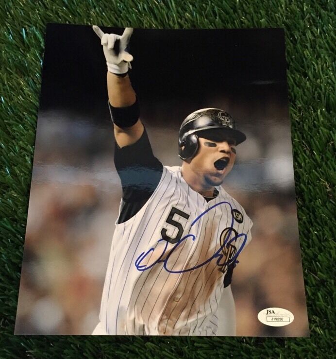 CARLOS GONZALEZ Signed COLORADO ROCKIES 8x10 Photo Poster painting - JSA COA GORGEOUS!