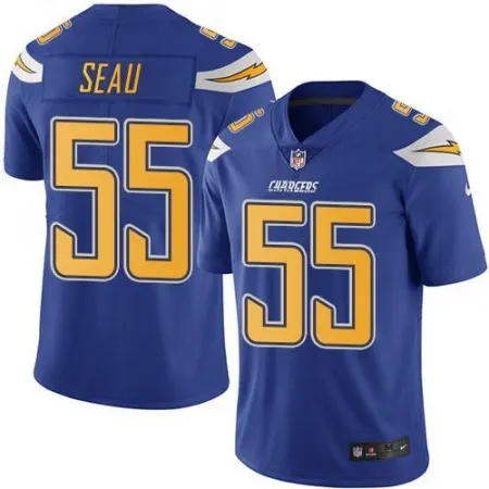 Chargers #55 Junior Seau Electric Blue Men's Stitched NFL Limited Rush Jersey