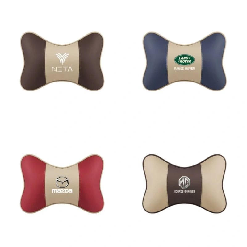 Comfortable leather car headrest with neck support