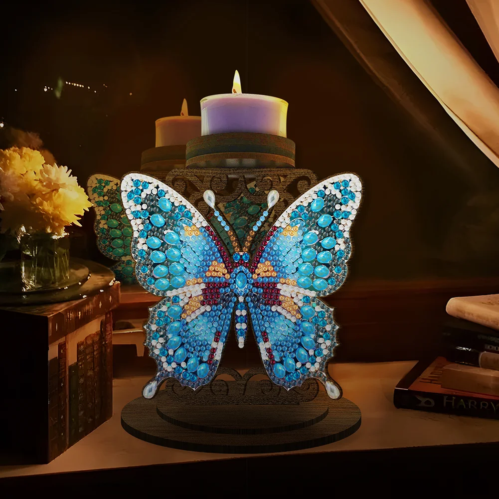5D DIY Butterfly Desktop Diamond Painting Art Candle Holder Home Decor 