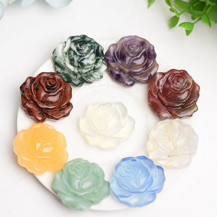 1.4"   Crystal Rose Flower Carving