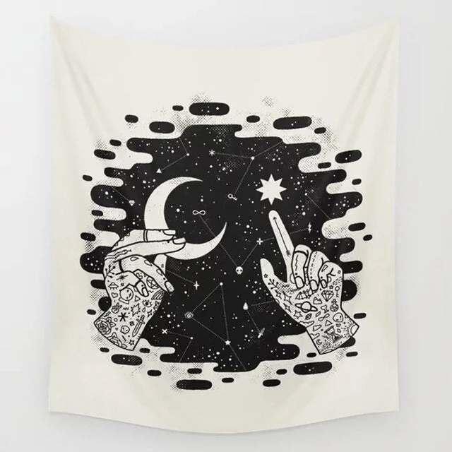 Tarot Tapestry Boho Tapestry Wall Hanging Moon Phase Magic Hand Tapestries Bedroom Decor Bedspread Cover Sun Moon Wall Decor