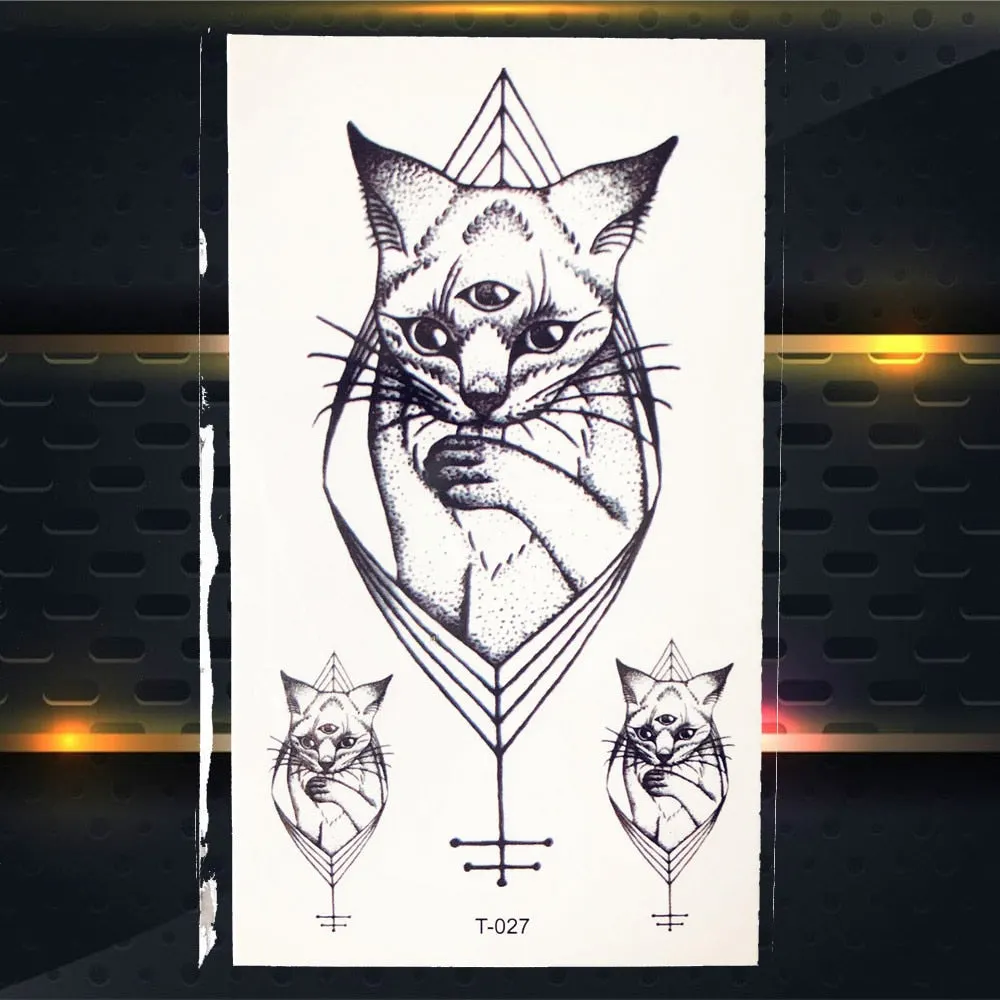 Cute Geometric Planet Temporary Tattoo For Children Girl Moon Forest Waterproof Fake Black Tattoo Stickers Kids Women Ear Tatoos