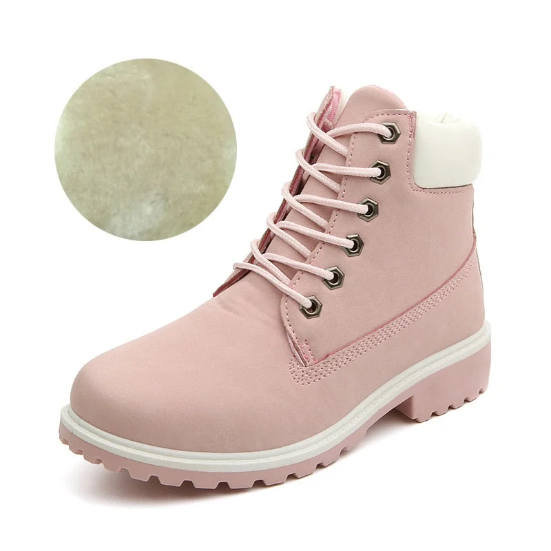 Designer Winter Ankle Snow Boots For Women Female Warm Fur White Boots Lace Up Bota Feminina Shoes For Women Botas Mujer