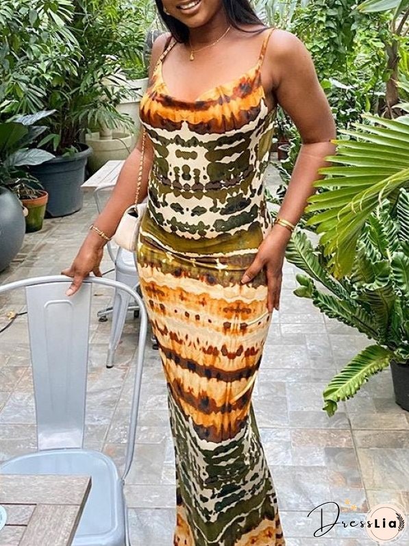 Backless Tie Dyed Dress