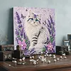 Lavender Cat 3D Bead Art Kit DIY Animal Pattern Framed Canvas Home Wall