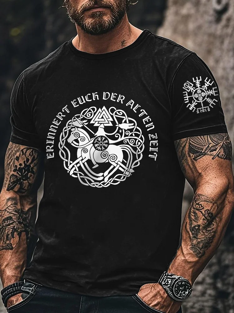Männer Germanen- Erinnert euch der alten Zeit Kurzarm T-Shirt