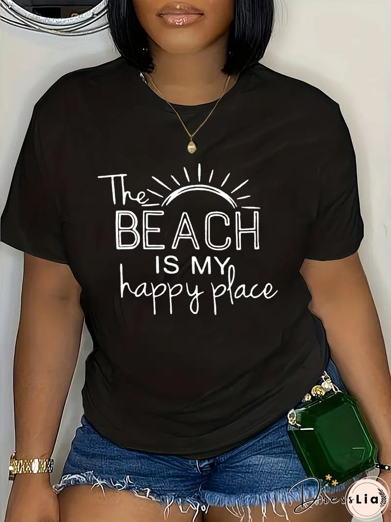 Plus Size Women's Fashion Style Trendy Printed Summer Short Sleeve T-Shirt