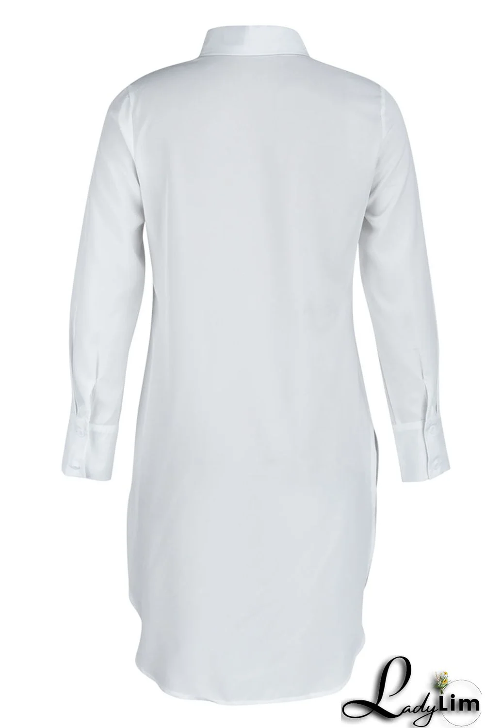 White Casual Solid Patchwork Buckle Asymmetrical Turndown Collar Tops
