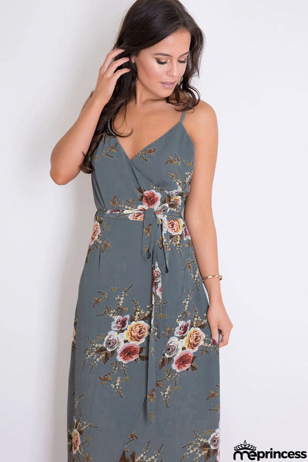 Floral Wrap Maxi Dress With Slit