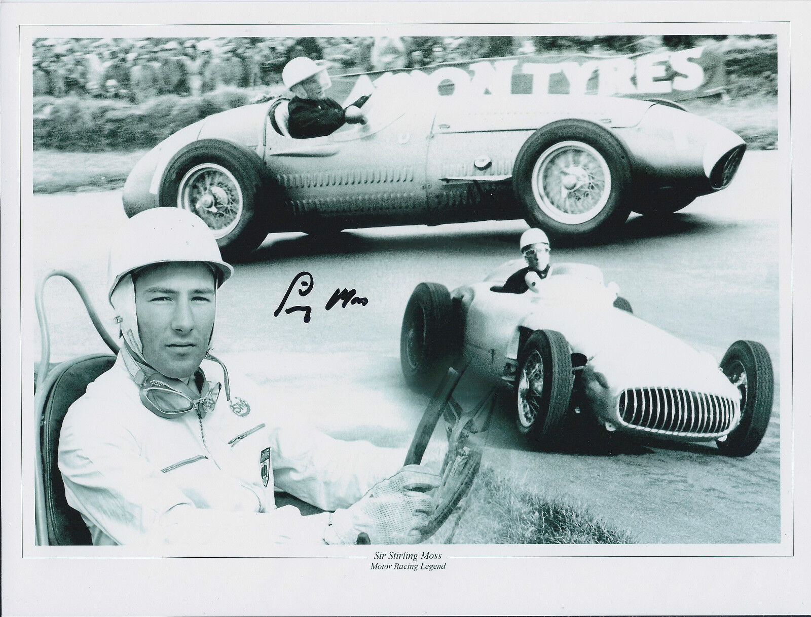 Sir Stirling Moss F1 Racing Driver SIGNED 10x8 MONTAGE Photo Poster painting AFTAL COA Autograph