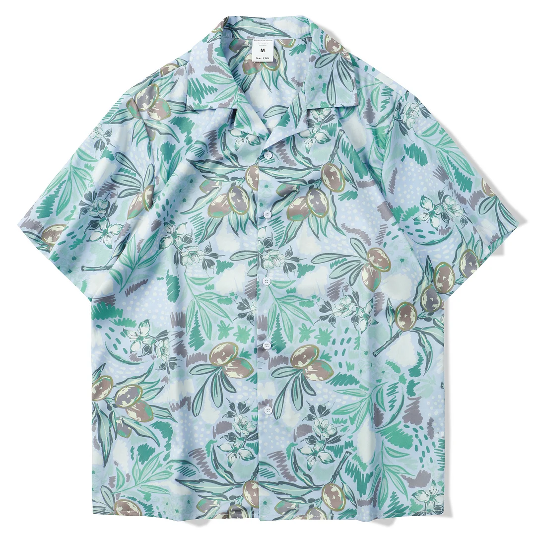 Spring Summer Fruit Printed Shirt Printed Beach Cardigan Short Sleeve