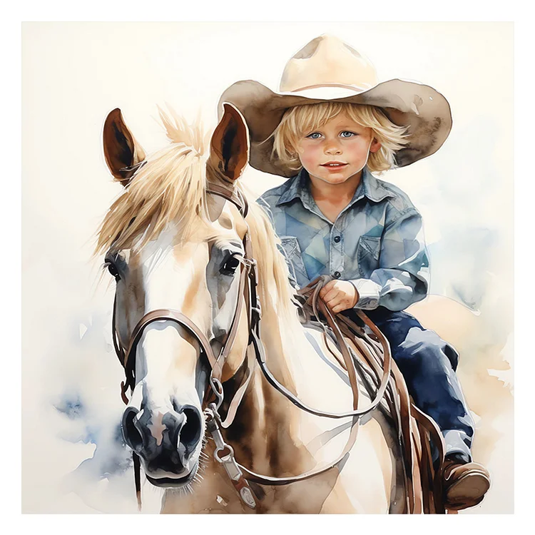Cowboy Kid 30*30CM (Canvas) Full Round Drill Diamond Painting gbfke