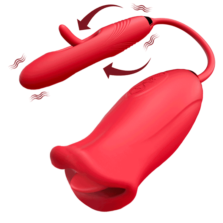 pearlsvibe -  3-in-1 Bitting Licking Tapping Rose Vibrator