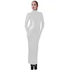 High Quality Sissy Hobble Dress Wetlook PU Leather Bodycon Maxi Dress with Gloves Man Male Sissy Pencil Dress Club Party Dress