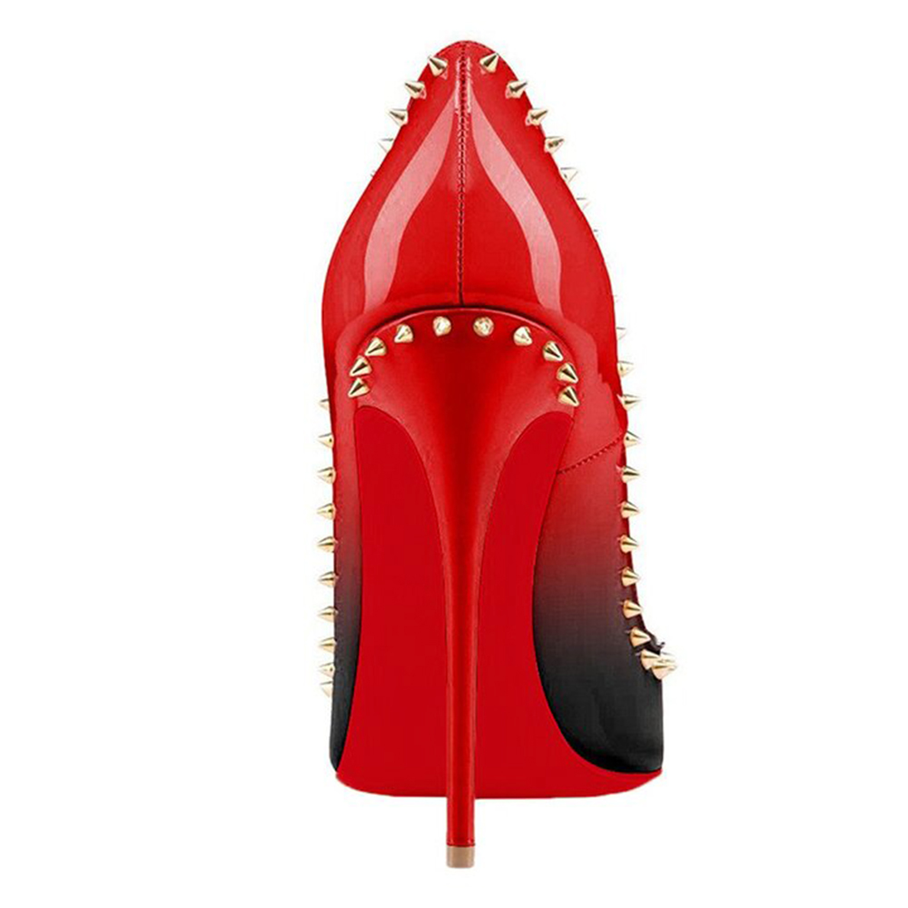 120mm Women's High Heels Stiletto Pumps Party Gradient Color Red Black-vocosishoes