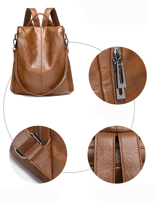 Soft Leather Anti-Theft Backpack