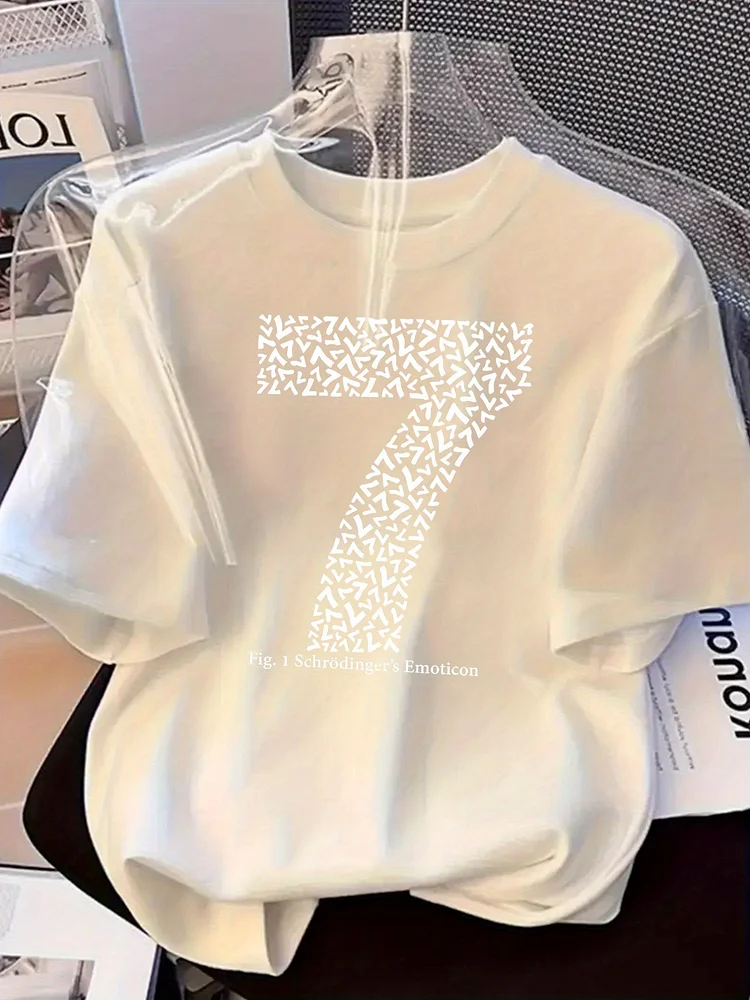 Maternity Women's T-Shirt - Loose Fit, Breathable Round Neck With Floral Print & "7" Design, Comfortable Stretchy Fabric For Pregnancy, Spring/Summer/Fall Casual Wear, Maternity Clothe
