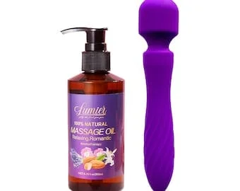 pornhint Pornhint Aromatherapy Massage Oil and Electric Handheld Massager for Deep Relaxation and Stress Relief for Couples and Self-pampering