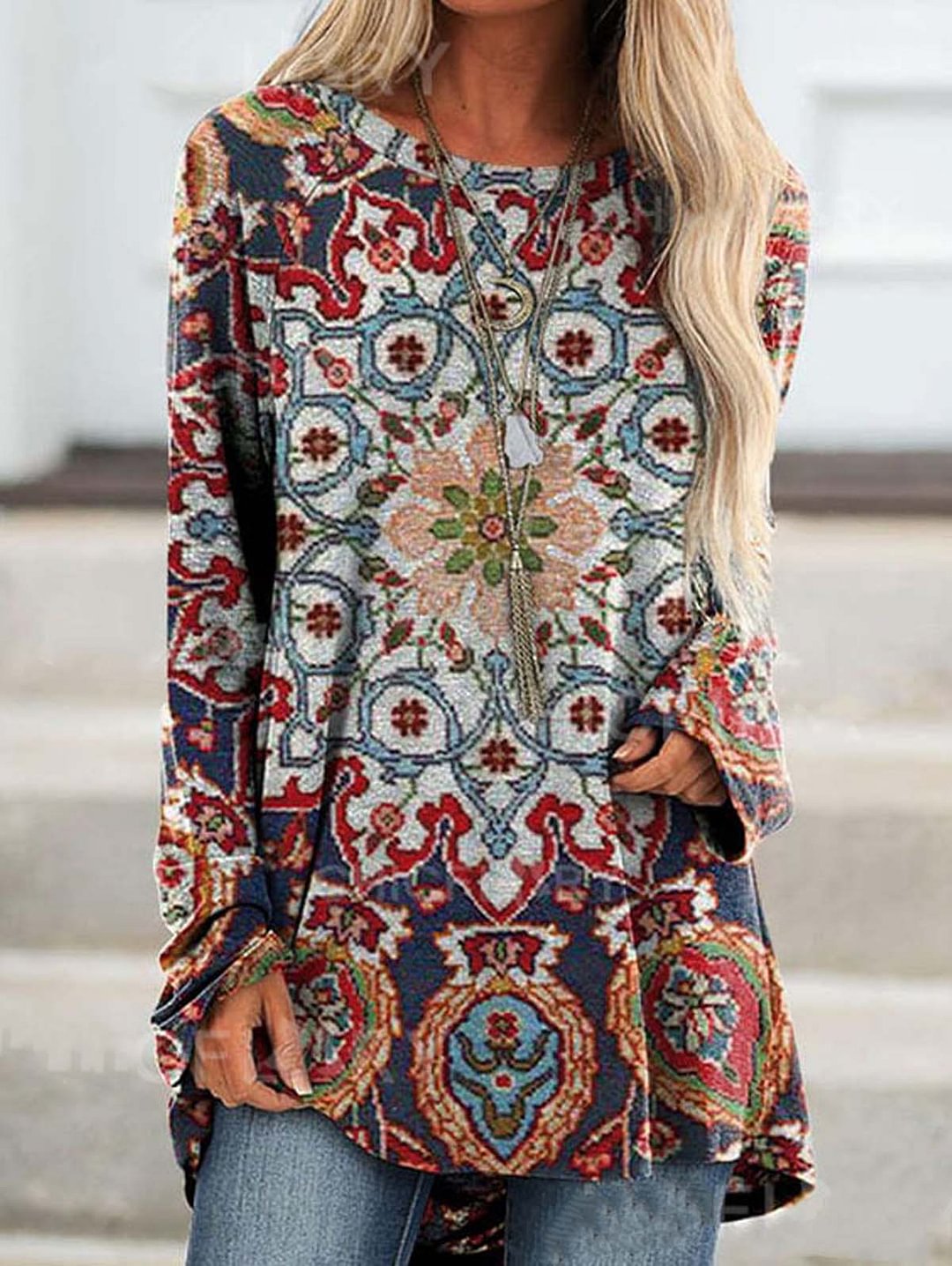 Women's Ethnic Floral Loose Tops