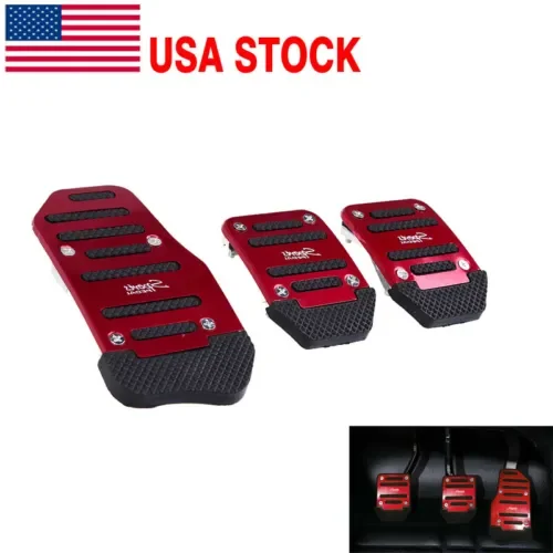 Dronehint Red Non-Slip Manual Gas Brake Foot Pedal Pad Cover Car Accessories Parts 3Pcs US (For: GMC) Parts