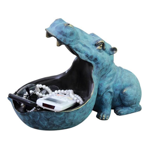 hippo figurine, hallway statue, hippo statue, catchall figurine