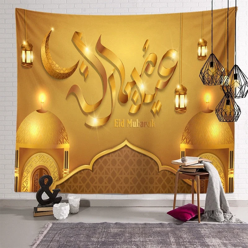 2021 Ramadan Decorations Home Tapestry Moon Star Eid Mubarak Wall Hanging Tapestries Decor Living Room Bedroom Background Decor