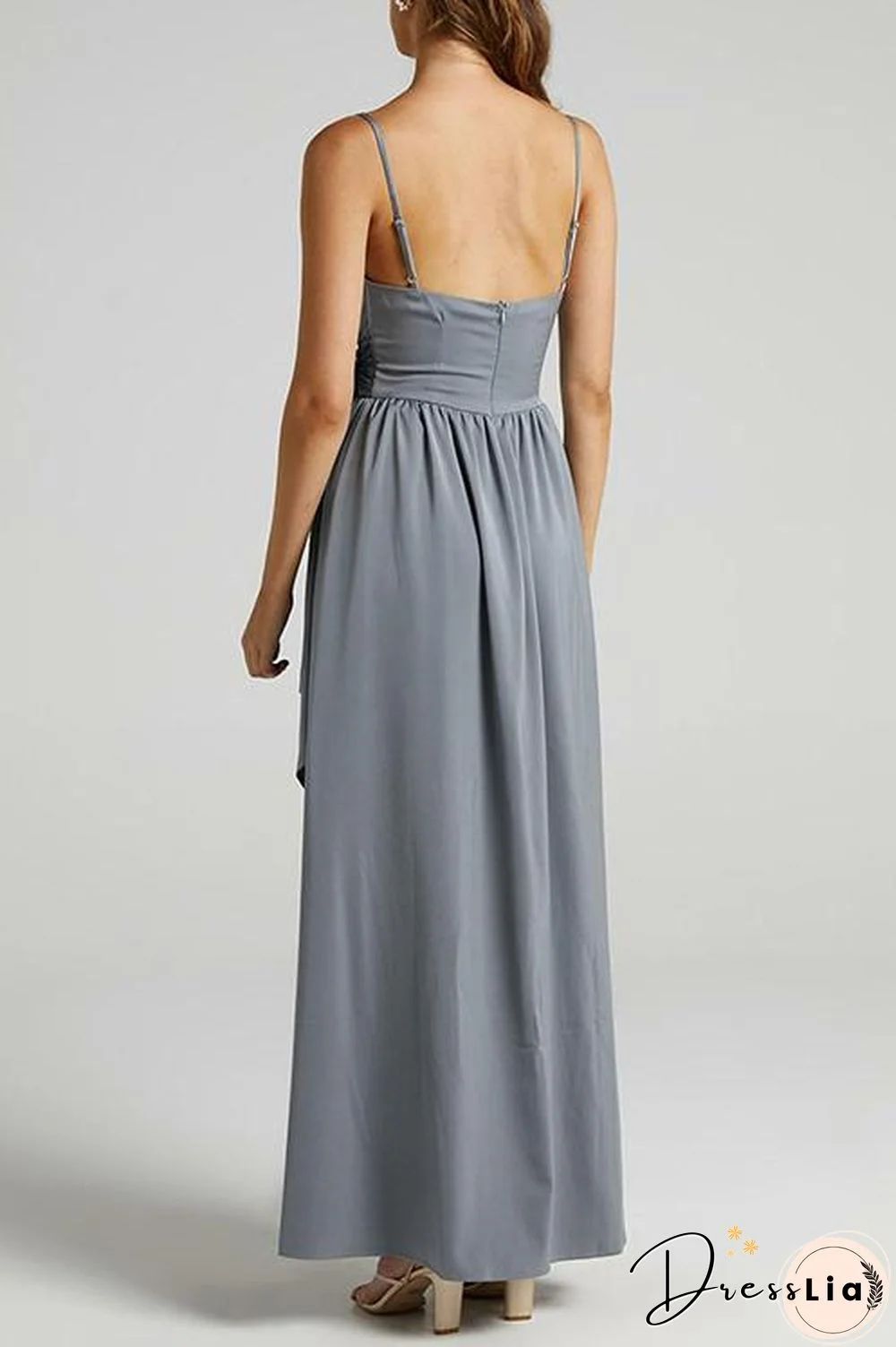 Bow Tie Slit Slip Maxi Dress