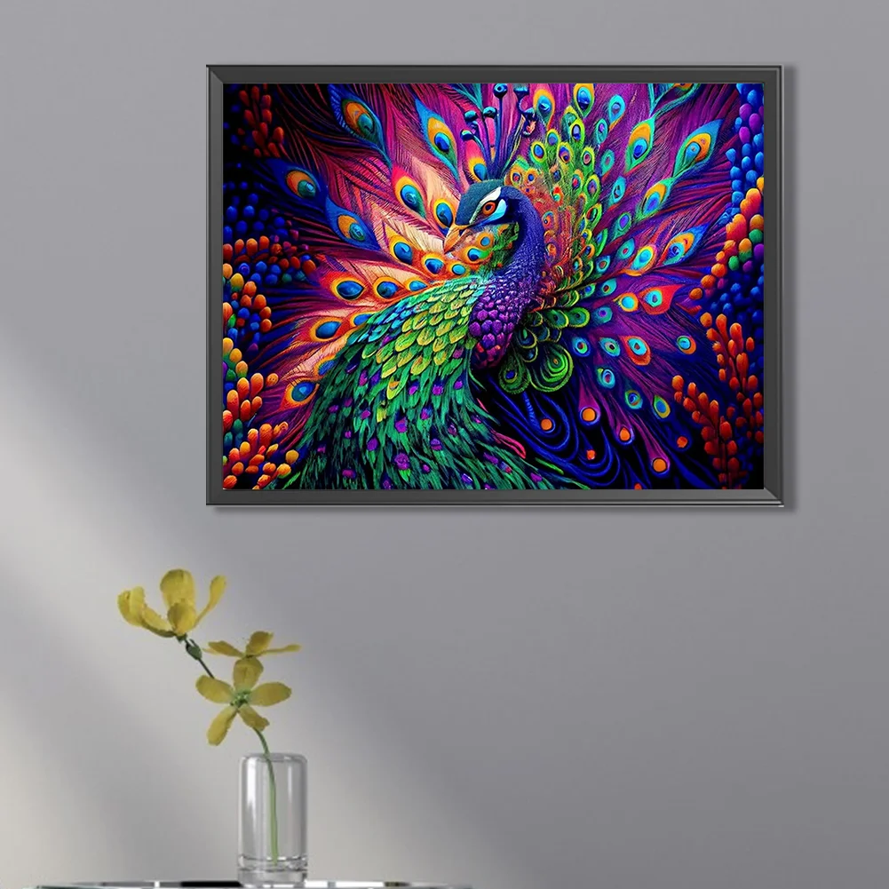 Partial AB Diamond Painting - Full Square Drill - Peacock(Canvas|45*35cm)