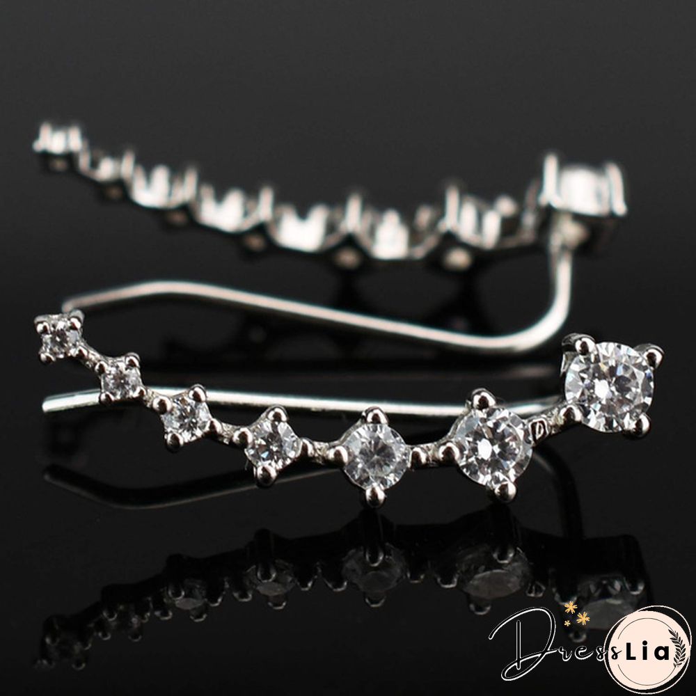 7 Crystals Ear Cuffs Hoop Climber Fashion Party Earrings Hypoallergenic Earring