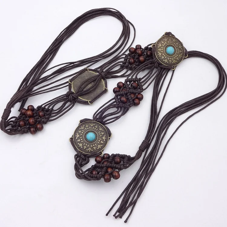 Women's Bohemian Rope Braid Tassel Belt