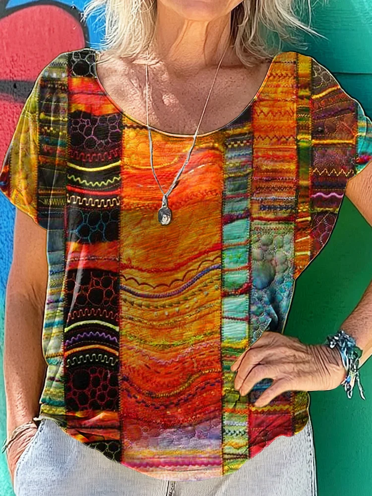 Vintage Ethnic Pattern Art Print 100%Cotton Crew Tee T-Shirt