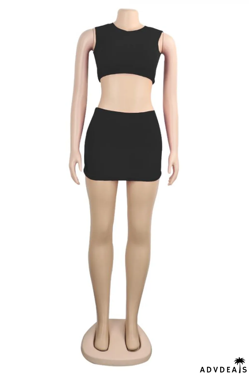 Fluorescent green Polyester Fashion Sexy Slim fit Two Piece Suits crop top Solid Fluorescent Skinny Sleeveless Two-Pi