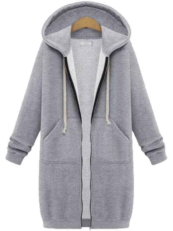 Women Long Sleeve Hooded Pockets Cardigan Coats
