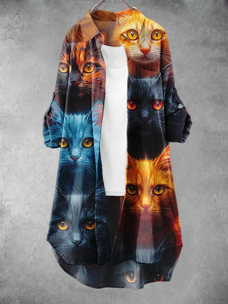 Women's Funny Cats Pattern Art Print Dress