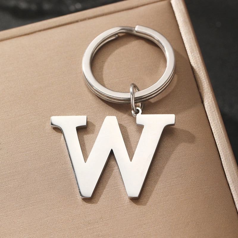 Basic Minimalist Letter 304 Stainless Steel Polishing Unisex Bag Pendant Keychain