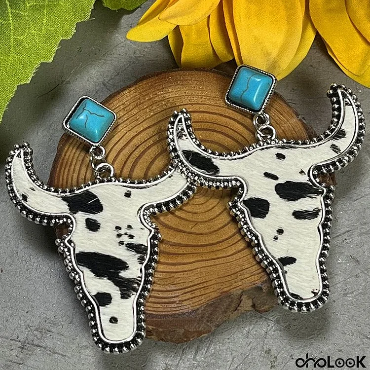 Bull Shape Turquoise Dangle Earrings