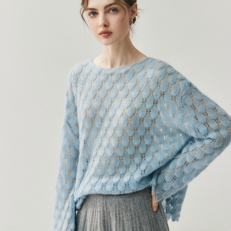 Women's Oversized Boat Neck Sweater REAL SILK LIFE