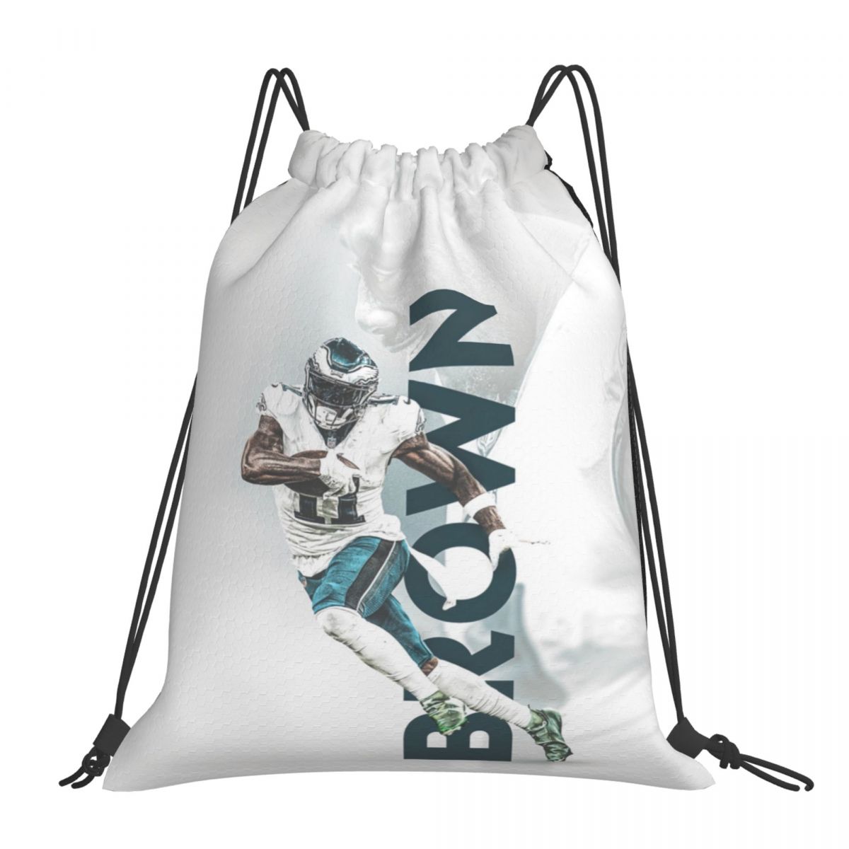 Philadelphia Eagles A.J. Brown Waterproof Adjustable Lightweight Gym Drawstring Bag