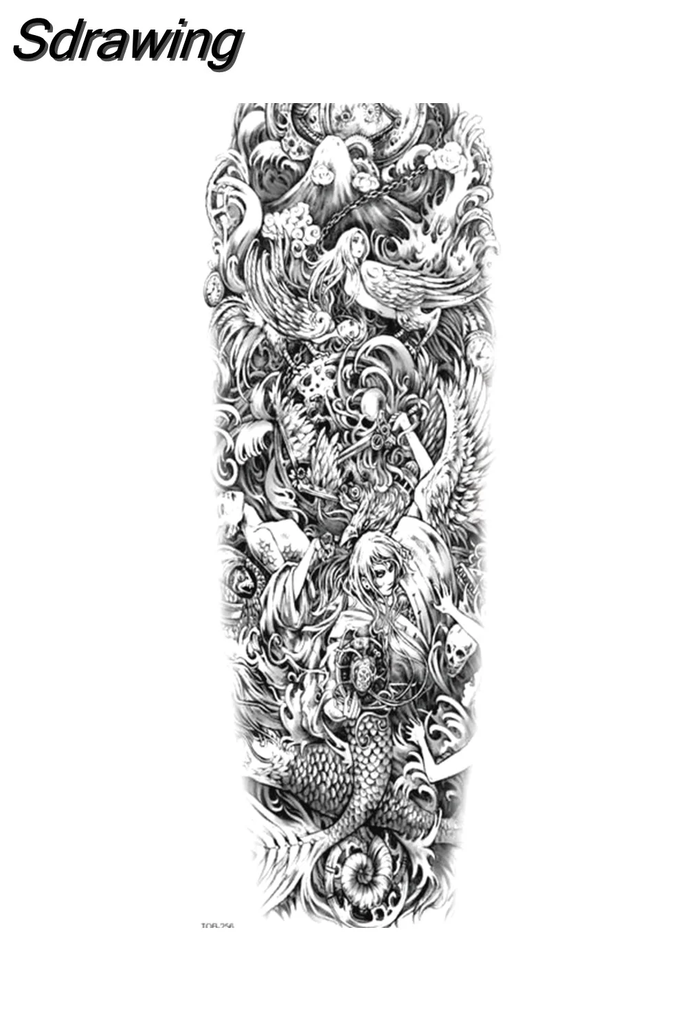 Sdrawing Tattoo Dragon For Men Waterproof Sleeves Angel Tiger Snake Animal Stickers Waterproof Temporary Tattoos Skeleton Hand 521-1