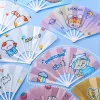 8PCS Summer Must Have Cartoon Portable Folding Fan Outdoor Cooling Student Kids Joyful Back to School Gift
