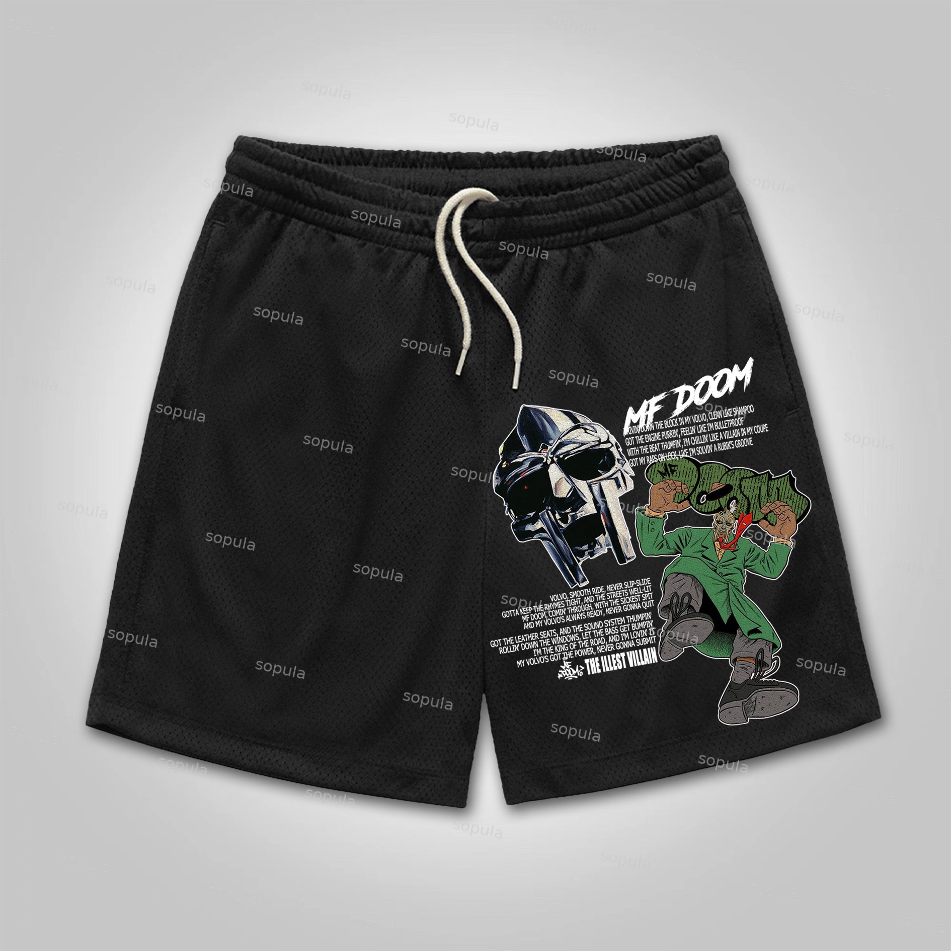 Sopula The Illest Villain Mf Doom Graphic Mesh Shorts
