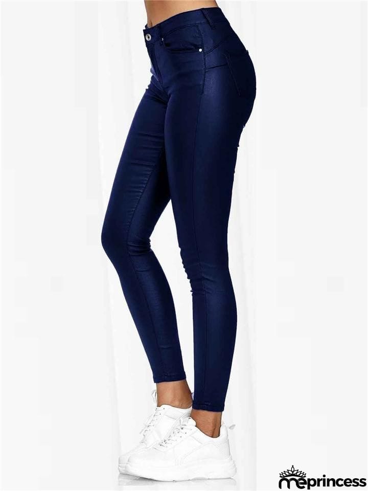 Sexy Slim Fit High Rise Button Closure Pants for Women