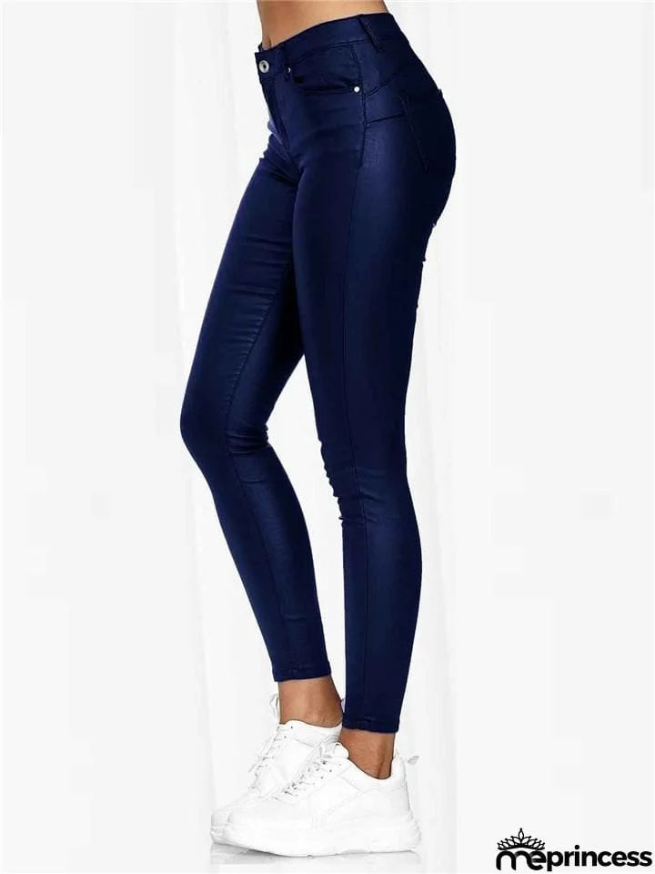 Sexy Slim Fit High Rise Button Closure Pants for Women