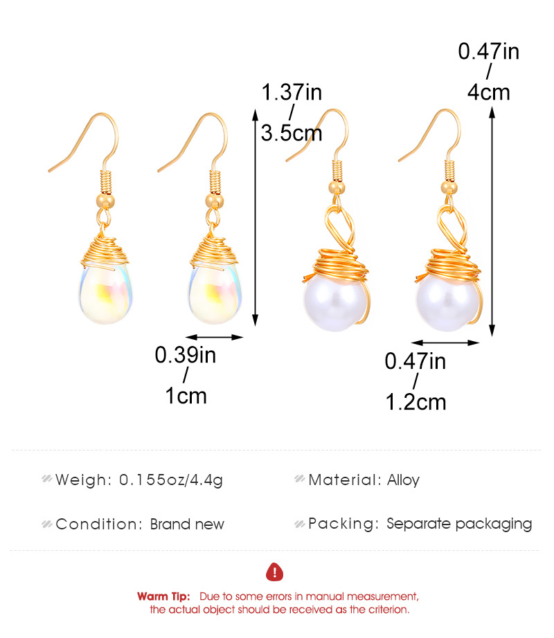 Drop Imitation Turquoise Pearl Gold-Plated Earrings