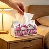 DIY Diamond Art Tissue Box Holder PULeather Crystal Mosaic Desktop Organizer Bag Resin Rhinestone Storage Organizer Gem Art Home Office Decor Craft Gift for Women