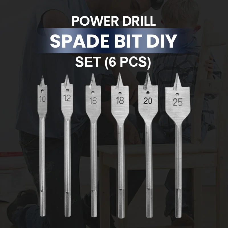 High Carbon Steel Multi-specification Flat Drill DIY Drilling Set（6 PCS）