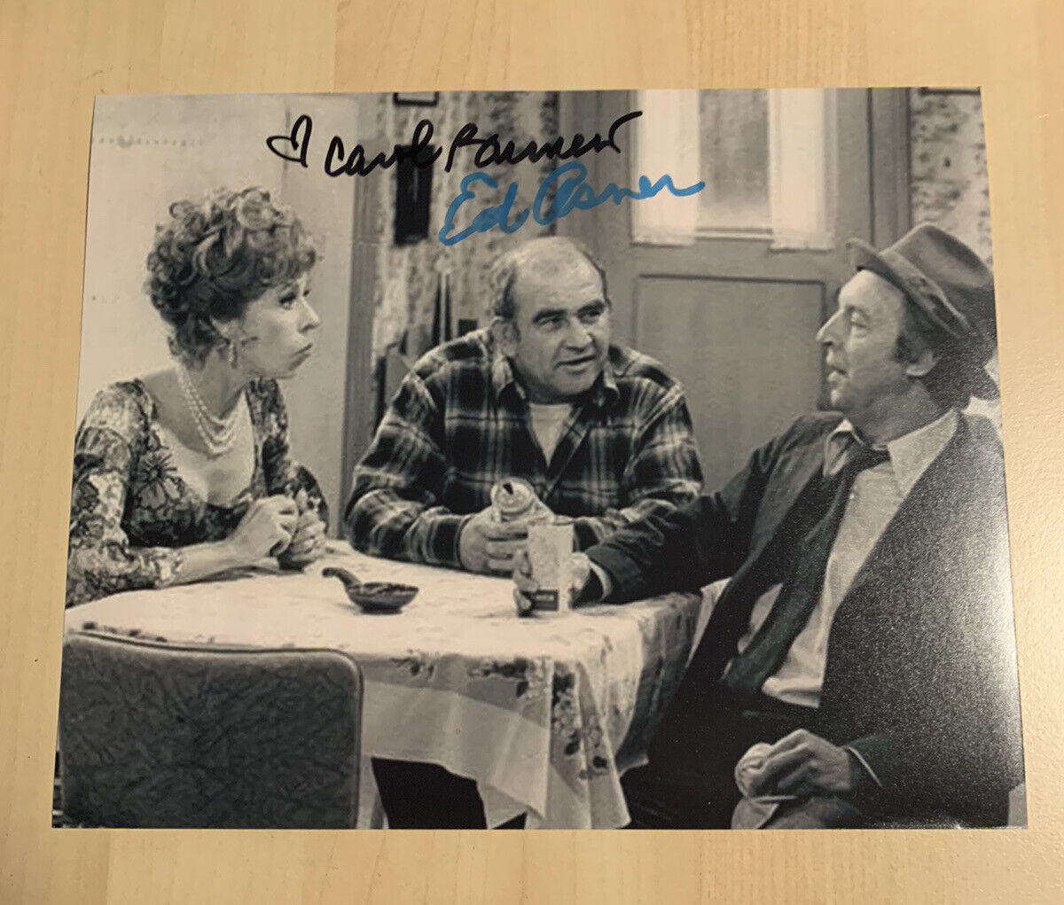 ED ASNER & CAROL BURNETT HAND SIGNED 8x10 Photo Poster painting AUTOGRAPHED VERY RARE COA